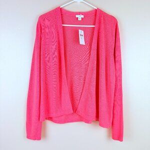 NWT J.Jill Linen Blend Open Front Cardigan Lightweight Layering Sweater